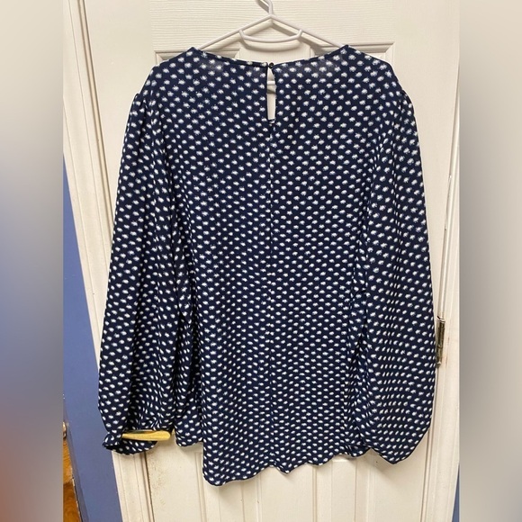 Ava & Viv Polka Dot Blouse Top Navy Blue 2X - Picture 5 of 8